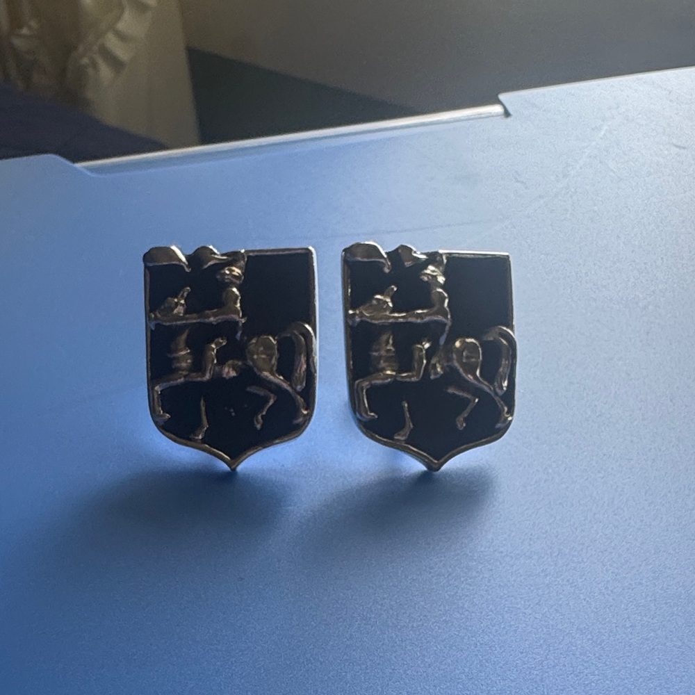 SWANK Black and Silver Geometric Cuff Links